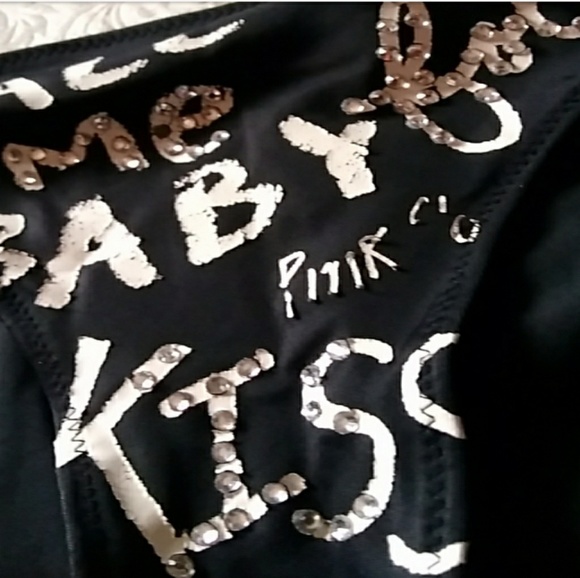 🎁FREE wBundle Victoria's Secret Pink - B/W Embellished Graffiti Bikini *Bottoms - Picture 7 of 8
